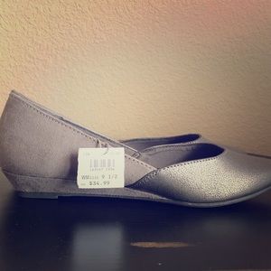 Brand new gray wedge dress shoes